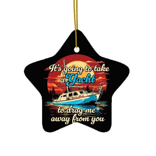 Vintage Style on Back Yacht Rock Party Boat Ceramic Ornaments