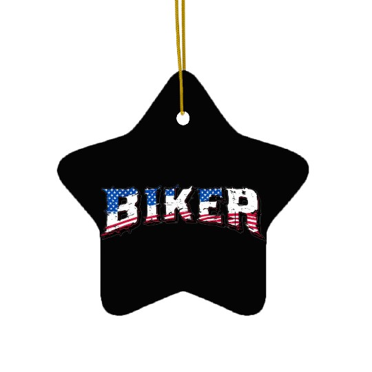 Motorcycle Biker | USA Flag | Biker & Dad Gift Ceramic Ornaments