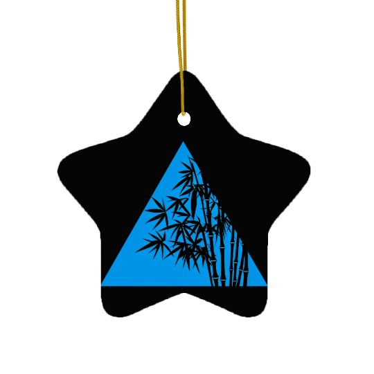 A Blue Triangle and Bamboo Ceramic Ornaments