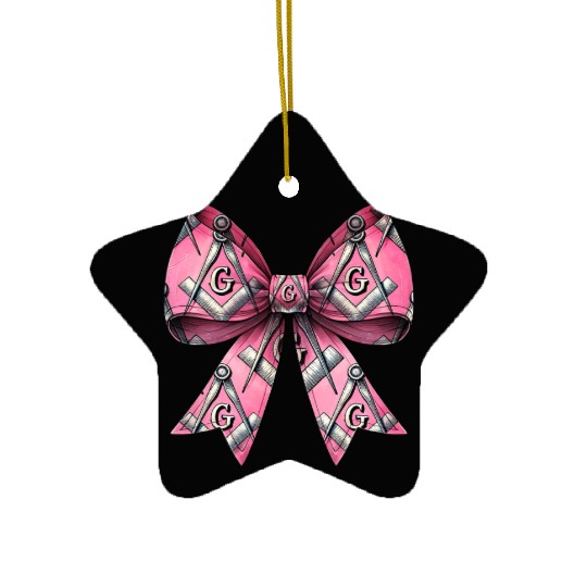 Coquette Bow Freemason Symbols Freemasonry Mom Ceramic Ornaments