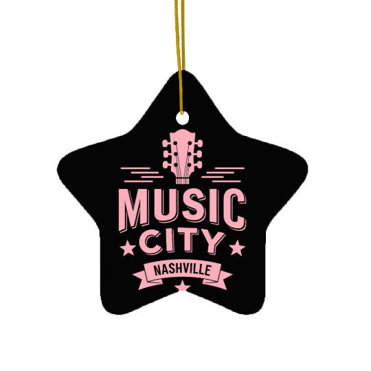 Music City Nashville Guitar Tennessee Ceramic Ornaments