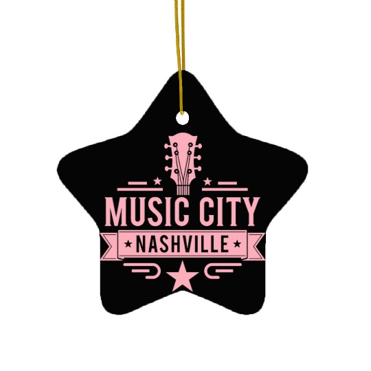Music City Nashville Guitar Tennessee Ceramic Ornaments