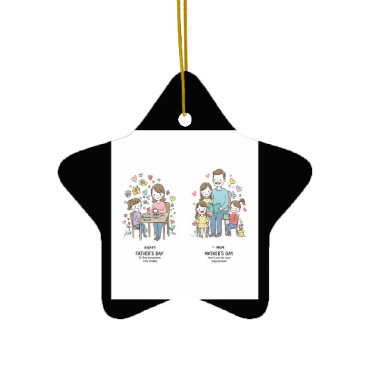 Mother's Day Family Illustration - Versatile Graph Ceramic Ornaments