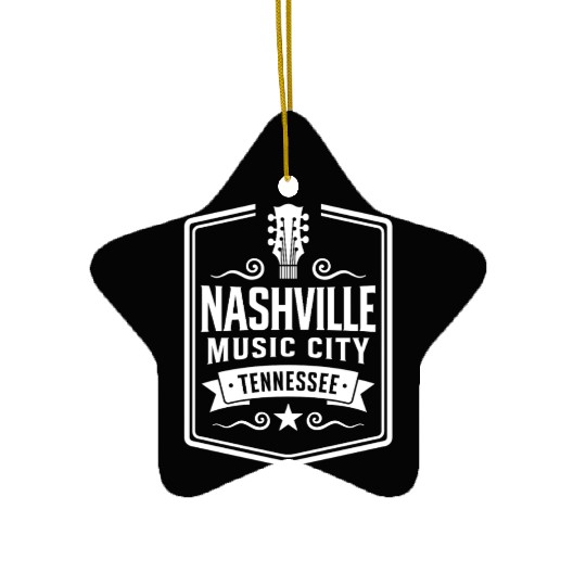 Nashville Music City Guitar Tennessee Ceramic Ornaments