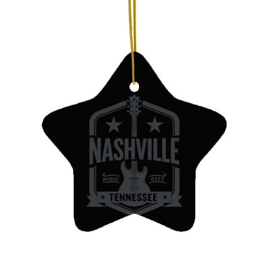 Nashville Music City Guitar Tennessee Ceramic Ornaments