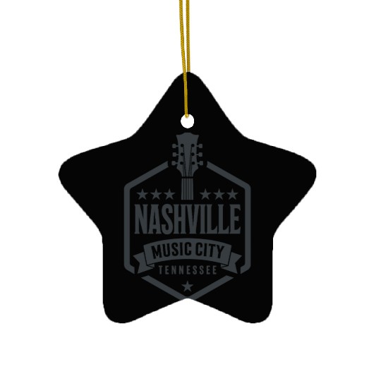 Nashville Music City Guitar Tennessee Ceramic Ornaments