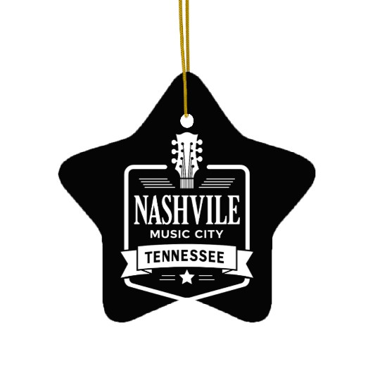 Nashville Music City Guitar Tennessee Ceramic Ornaments