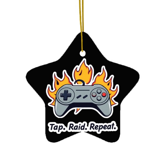 Tap. Raid. Repeat. – Retro Gamer Controller On Fir Ceramic Ornaments