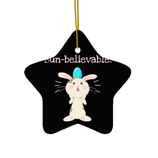 Bun-believable Funny Surprised Bunny Easter Egg Ceramic Ornaments
