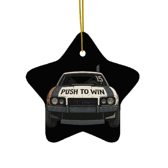 Push to Win Demolition Derby Design Wreck Racing Ceramic Ornaments