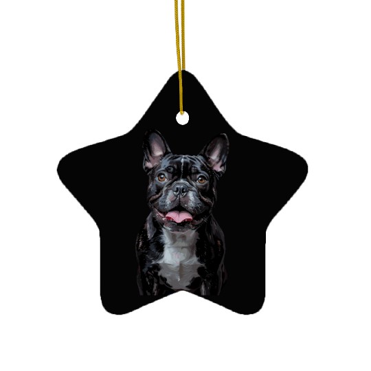 Charming French Bulldog Portrait Capturing Joyful Ceramic Ornaments