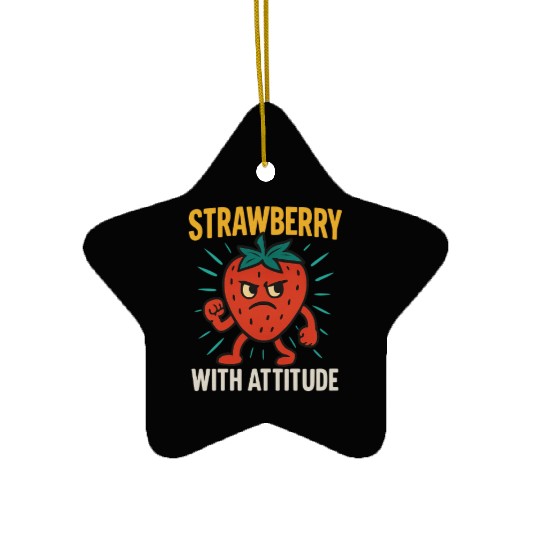 Strawberry With Attitude Bold & Juicy Street Style Ceramic Ornaments