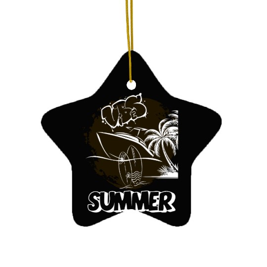Tropical Vibes Graffiti Boat Ceramic Ornaments Summer Beach