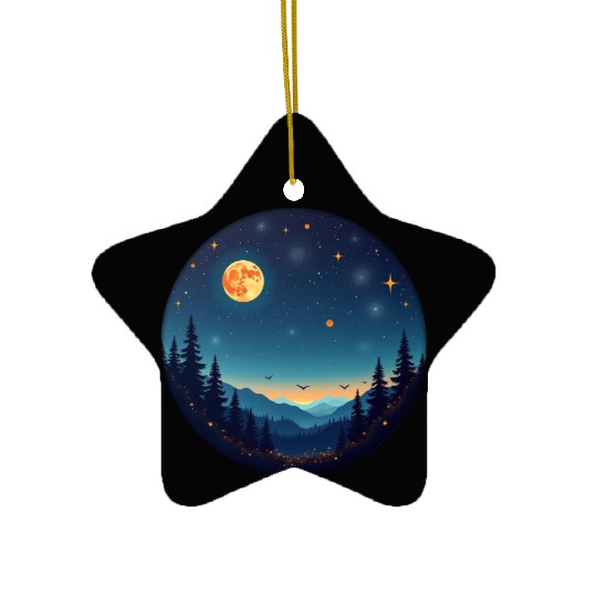 Starry Night Mountain Ceramic Ornaments