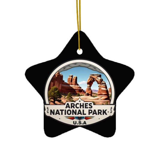 Arches National Park USA Logo Ceramic Ornaments