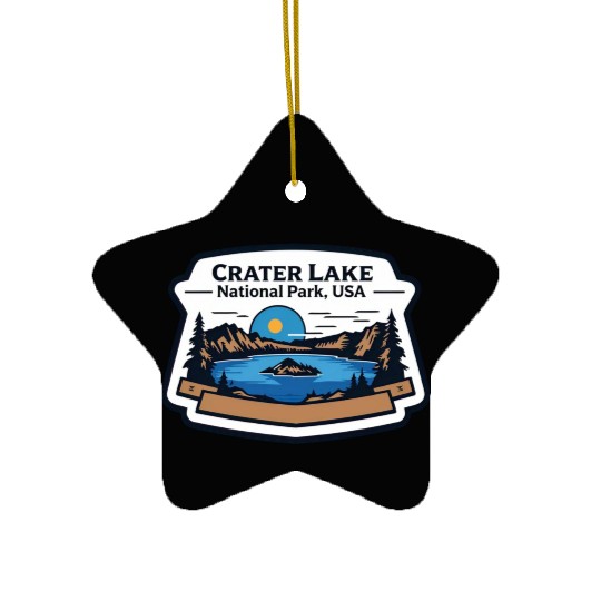 Crater Lake National Park Southern Oregon USA Logo Ceramic Ornaments
