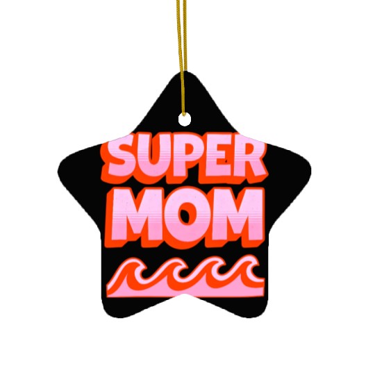 Super Mom Retro Summer Design Ceramic Ornaments