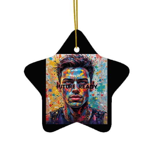 Future Ready Ink Splatter Design Ceramic Ornaments