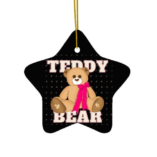 Teddy Bear With A Pink Bow Ceramic Ornaments
