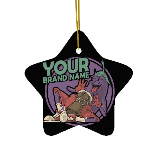 Funky Eggplant Drummer – Funny Cartoon Music T-Shi Ceramic Ornaments