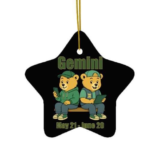 Gemini Bear Ceramic Ornaments