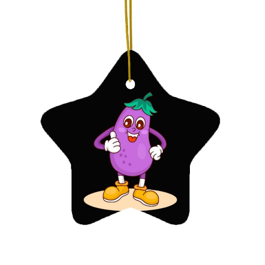 Animated Eggplant Character Design Ceramic Ornaments