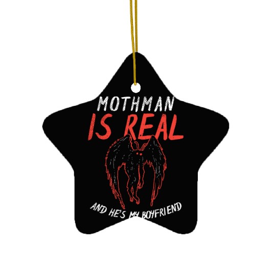 Mothman Is My Boyfriend For Cryptid Lover Ceramic Ornaments