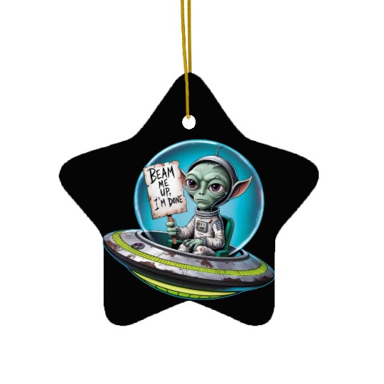 UFO Mars beam me up Allien Ceramic Ornaments