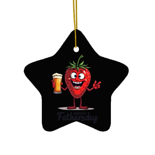 Funny Strawberry for Father's Day with Beer Ceramic Ornaments