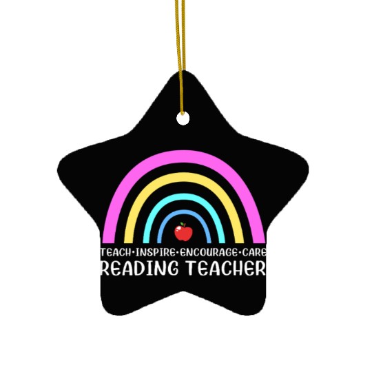 Reading Teacher Literature Book Library Ceramic Ornaments