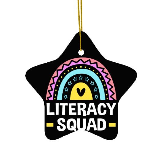 Reading Teacher Book Literacy Squad Ceramic Ornaments
