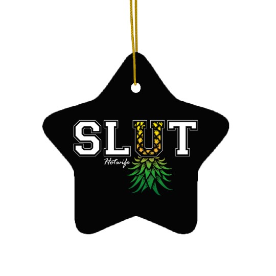 Upside Down Pineapple Hotwife Swinger Open Ceramic Ornaments