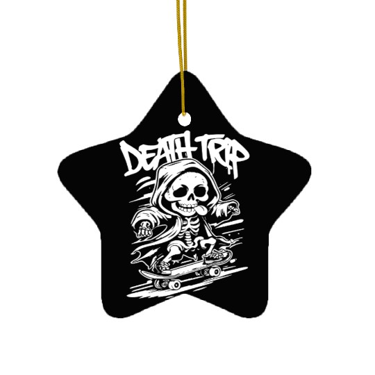 Skeleton Skateboard Gothic Punk Street Art Ceramic Ornaments