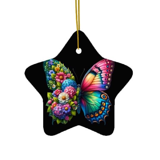 Colorful Butterfly Nature Inspired Summer Vibes Ceramic Ornaments