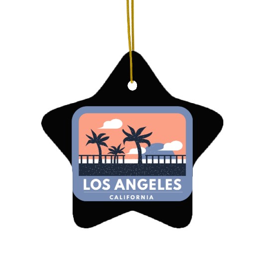 Los Angeles California Retro Skyline Design Ceramic Ornaments