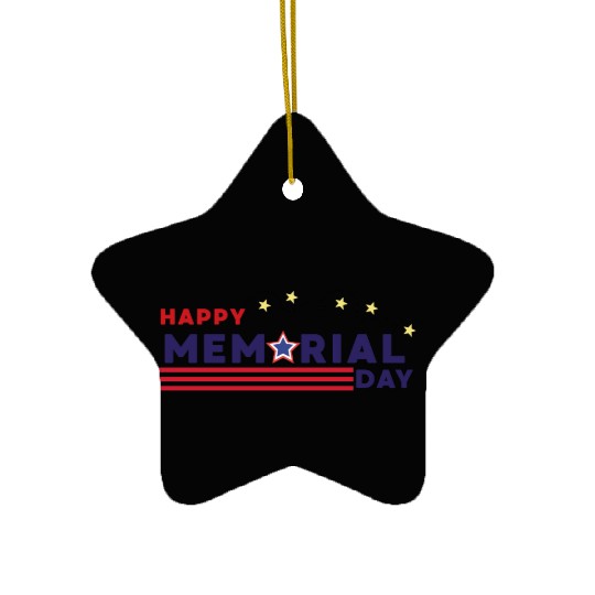 Happy Memorial Day – USA Star & Stripes Design Ceramic Ornaments