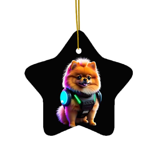 Cyber Pomeranian: Explorer of the Future Ceramic Ornaments