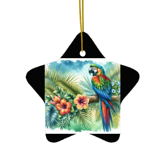 Majestic Macaw Parrot Ceramic Ornaments