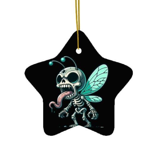 Insect Skeleton Mutant – Tongue-Out Creepy Bug Ceramic Ornaments