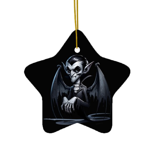 Elegant Vampire Spirit – Creepy Bat-Winged Phantom Ceramic Ornaments