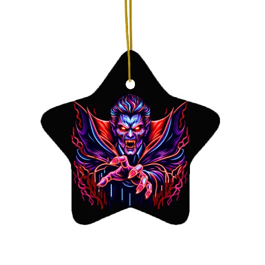 Neon Vampire Lord – Retro Horror Glow Ceramic Ornaments