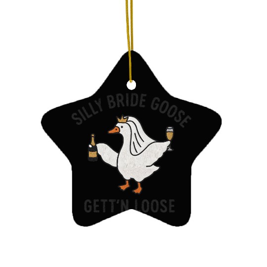 Embroidered Silly Goose Bride Funny Goose Lover Ceramic Ornaments