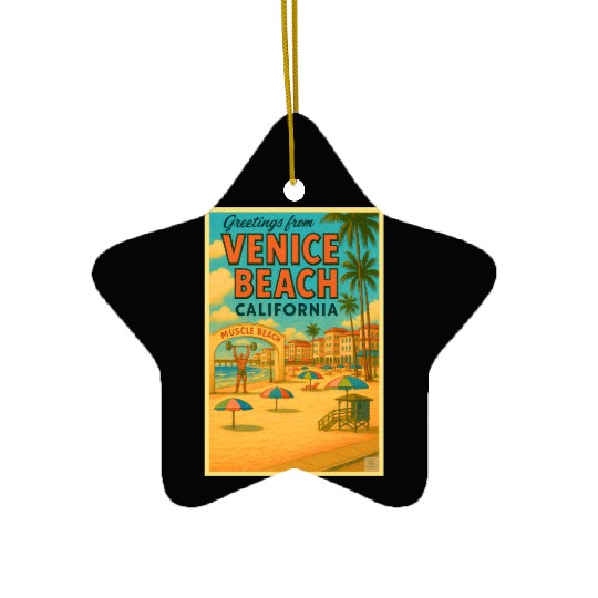 Venice Beach Vintage Postcard Ceramic Ornaments