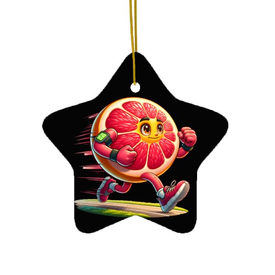Running Grapefruit Power – Sporty Citrus in Motion Ceramic Ornaments