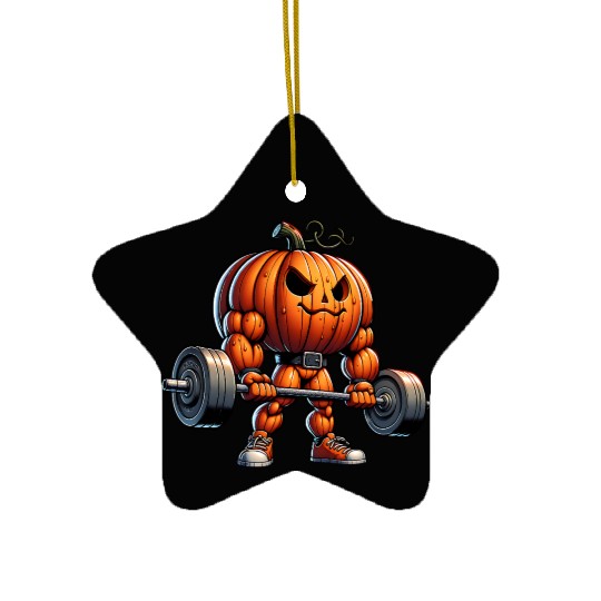 Muscle Pumpkin – Jacked Halloween Weightlifting Ceramic Ornaments