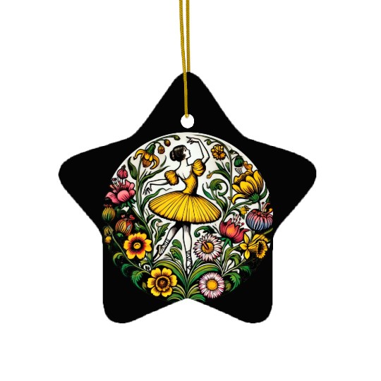 Yellow Ballerina Ceramic Ornaments