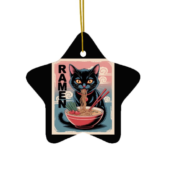 Ramen Cat Japanese Style Ceramic Ornaments