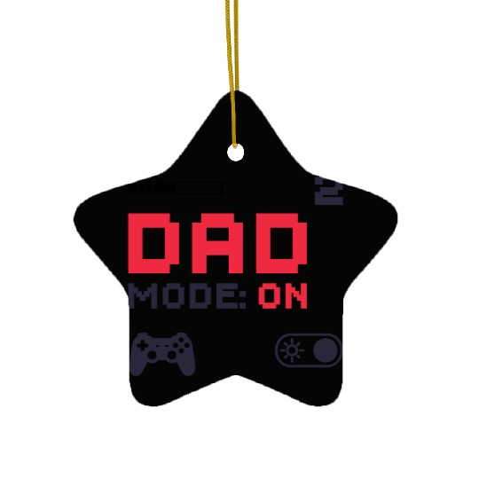 Dad Mode On Retro Gamer Dad Pixel Art Design Ceramic Ornaments
