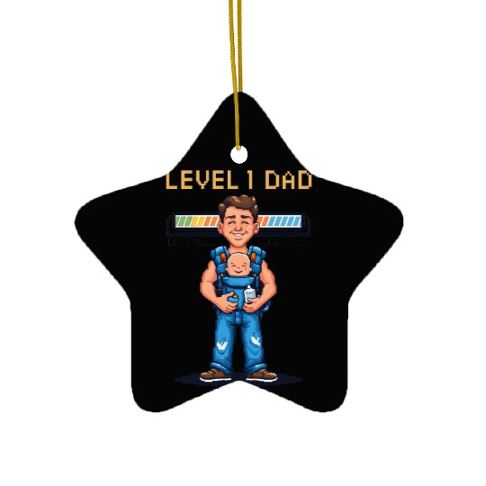 Funny Retro Gamer Dad Pixel Art Father's Day Gift Ceramic Ornaments