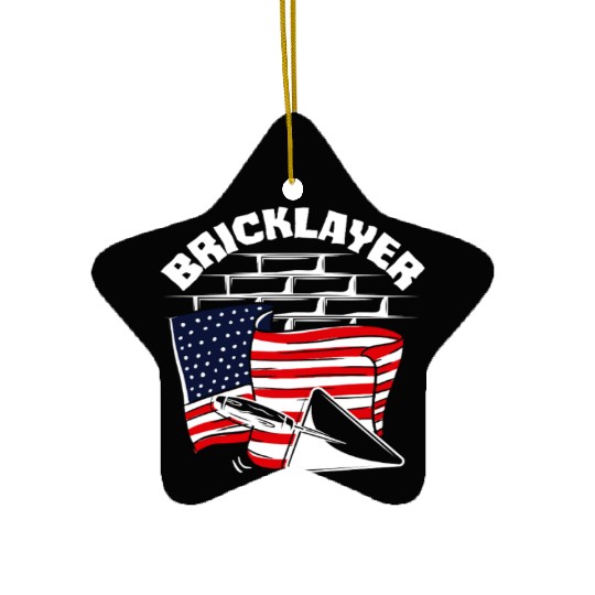Bricklayer American Pride Flag Design Ceramic Ornaments
